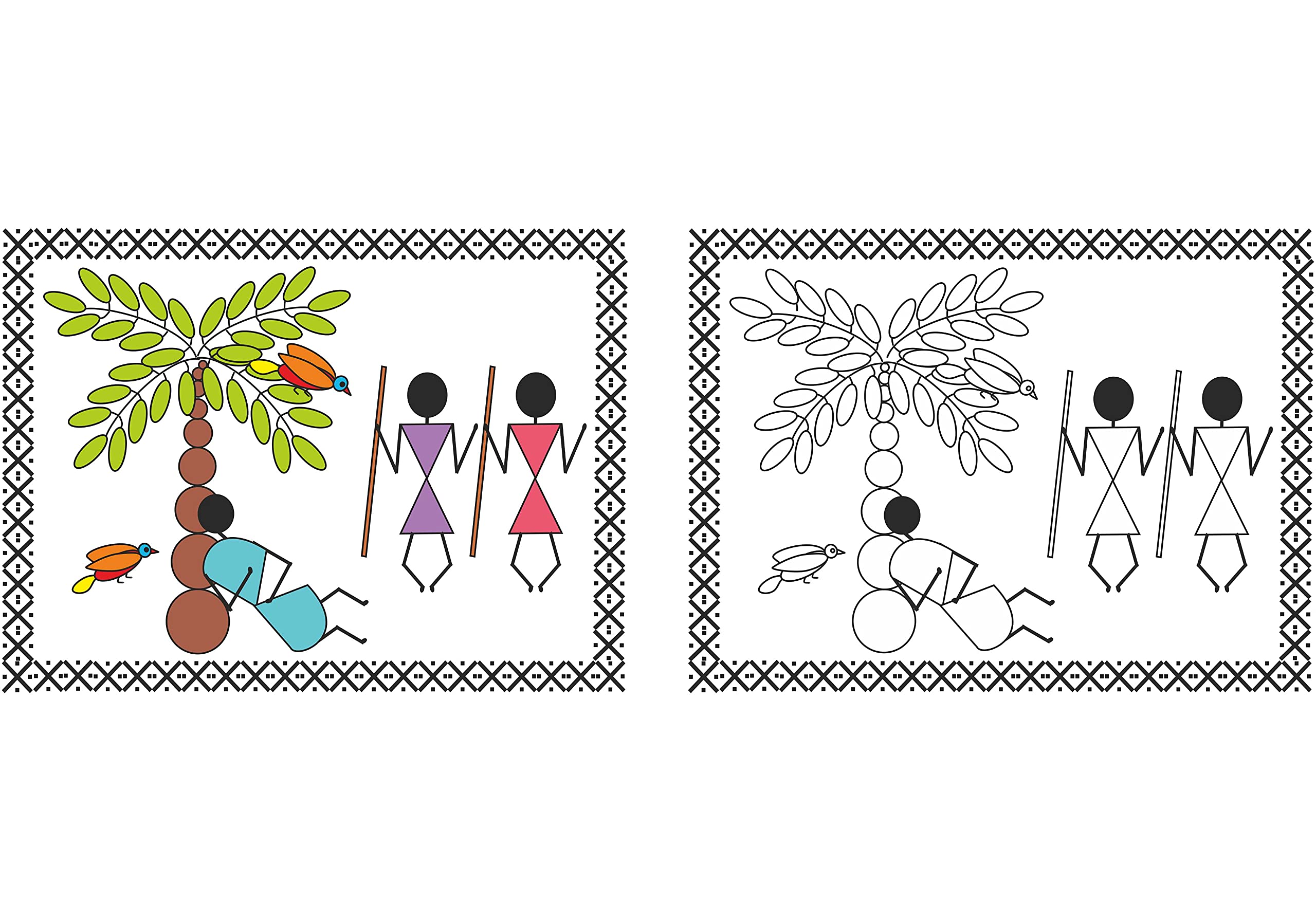 Scholars Hub Best Of Warli Art Paintings Book -Vol 1, Vol 2 (Set Of 2 Books) | 68 Pages - Dista