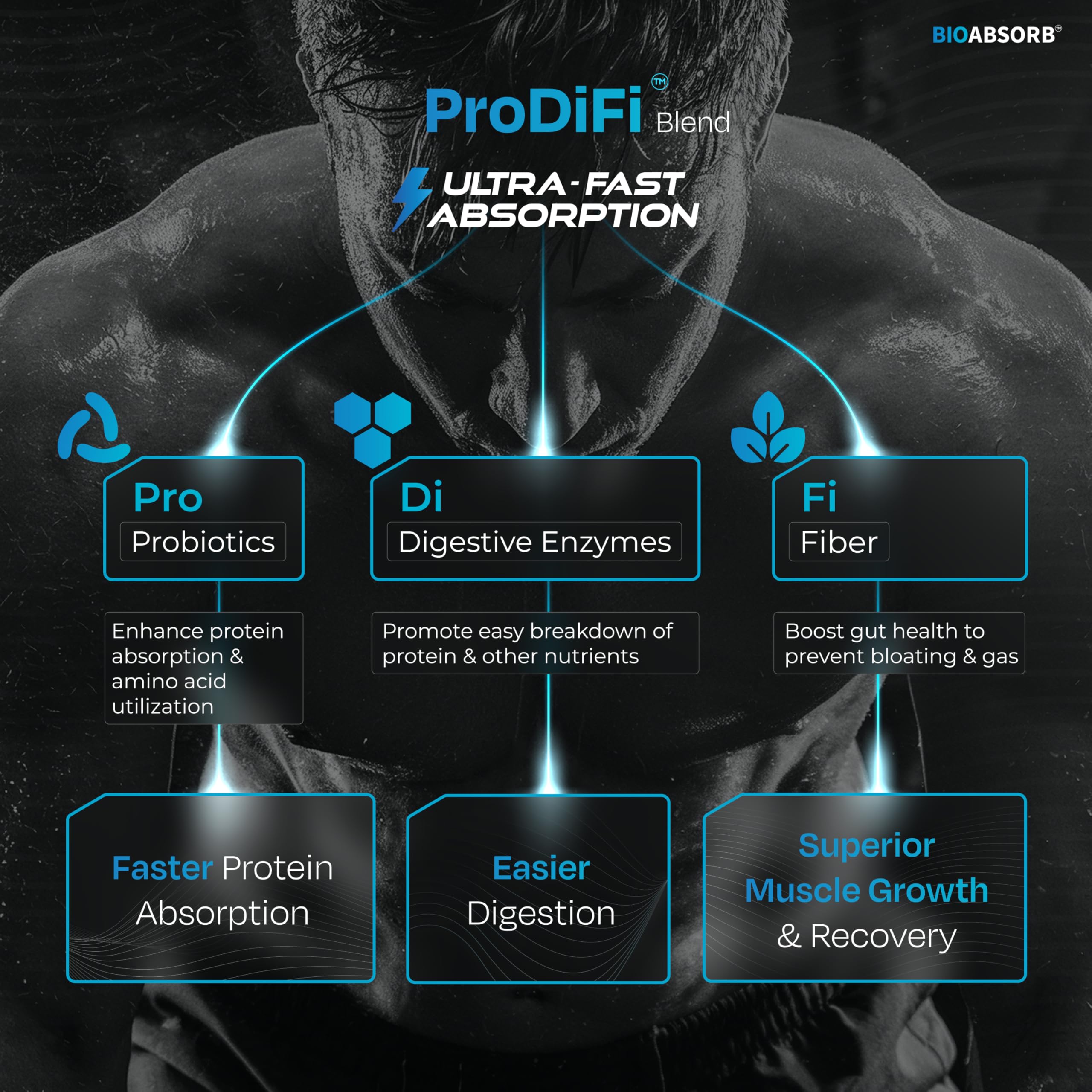 Nutrabay BioAbsorb™ Whey | ProDiFi™ for Ultra-Fast Absorption | 26g Protein | Strawberry, | No Bloating | No Added Sugar | Fast Recovery | India's 1st Blend of Fiber, Probiotics & Enzymes