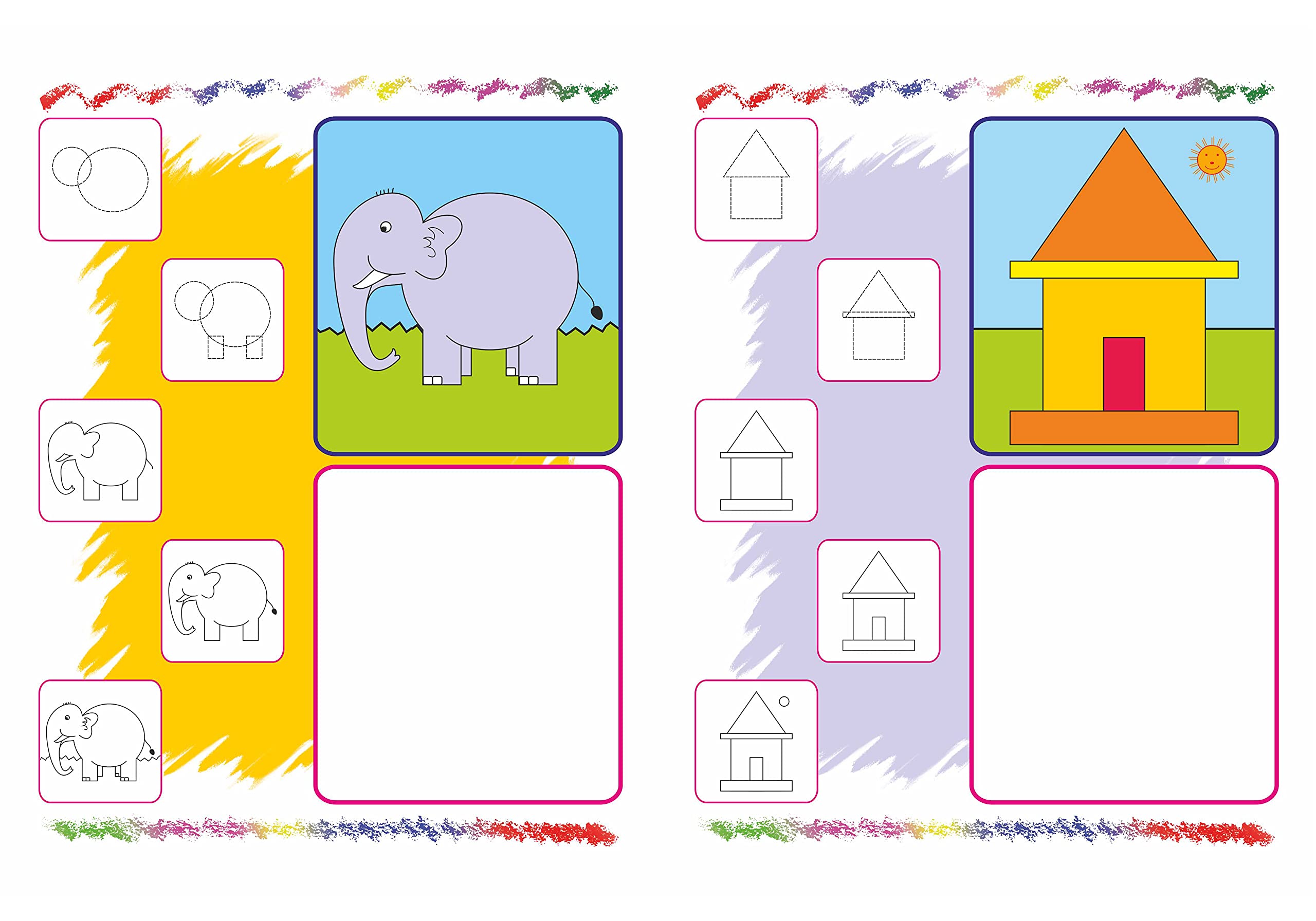 Coloring Book For Kids: Scholars Hub Step By Step Drawing Book -Vol 1, Vol 2 ( Set Of 2 Books) | 48 Pages - Dista