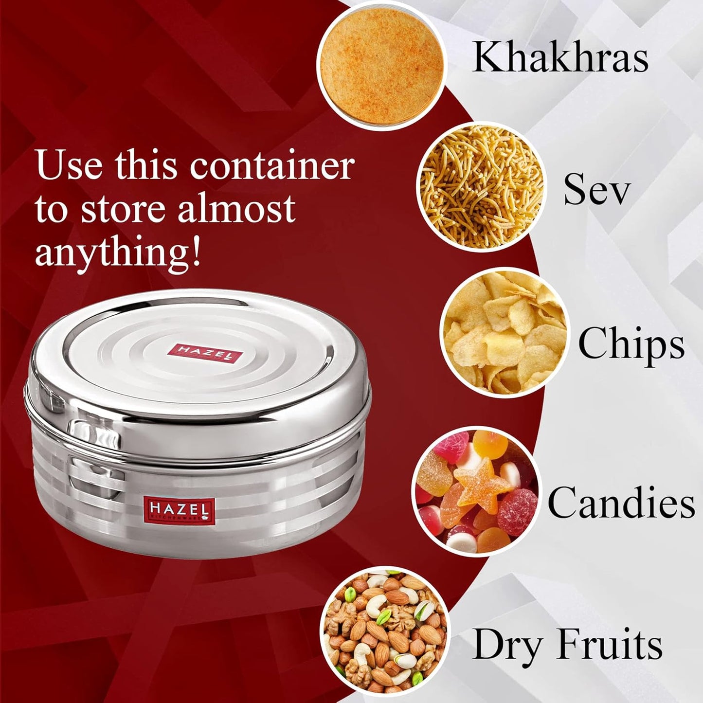 HAZEL Small Container For Kitchen|Steel Dabba of Capacity 400 ml - Dista