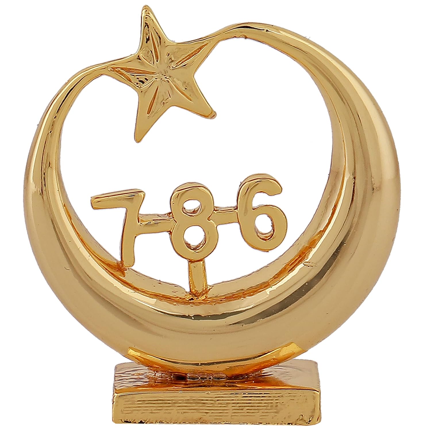 Estele Gold-Polished Spiritual 786 Chand Taara Idol for Home Decorative/ Car Dashboard - Distacart