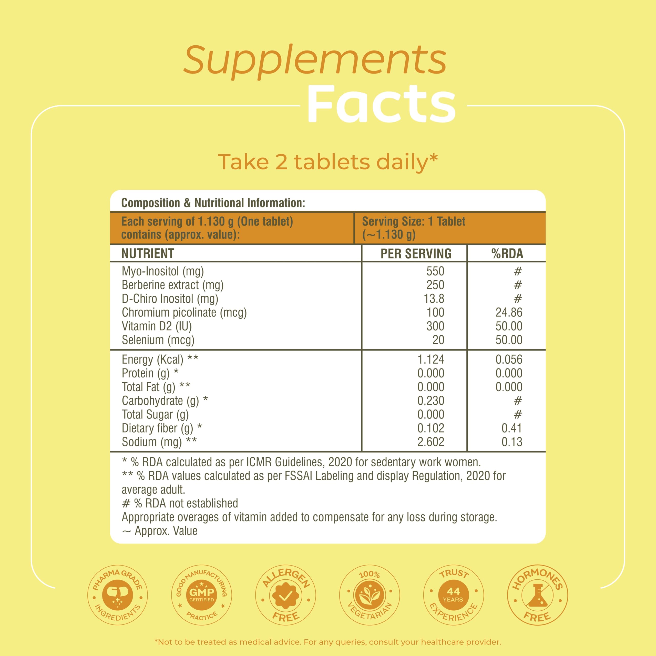 Arth PCOS Support Tablets for Women | With Berberine & Myo-Inositol:D-Chiro Inositol (40:1) | Supports Weight Management & Fertility | Helps Combat Acne & Facial Hair | Supports Healthy Glucose Levels | 60 Veg Tablets