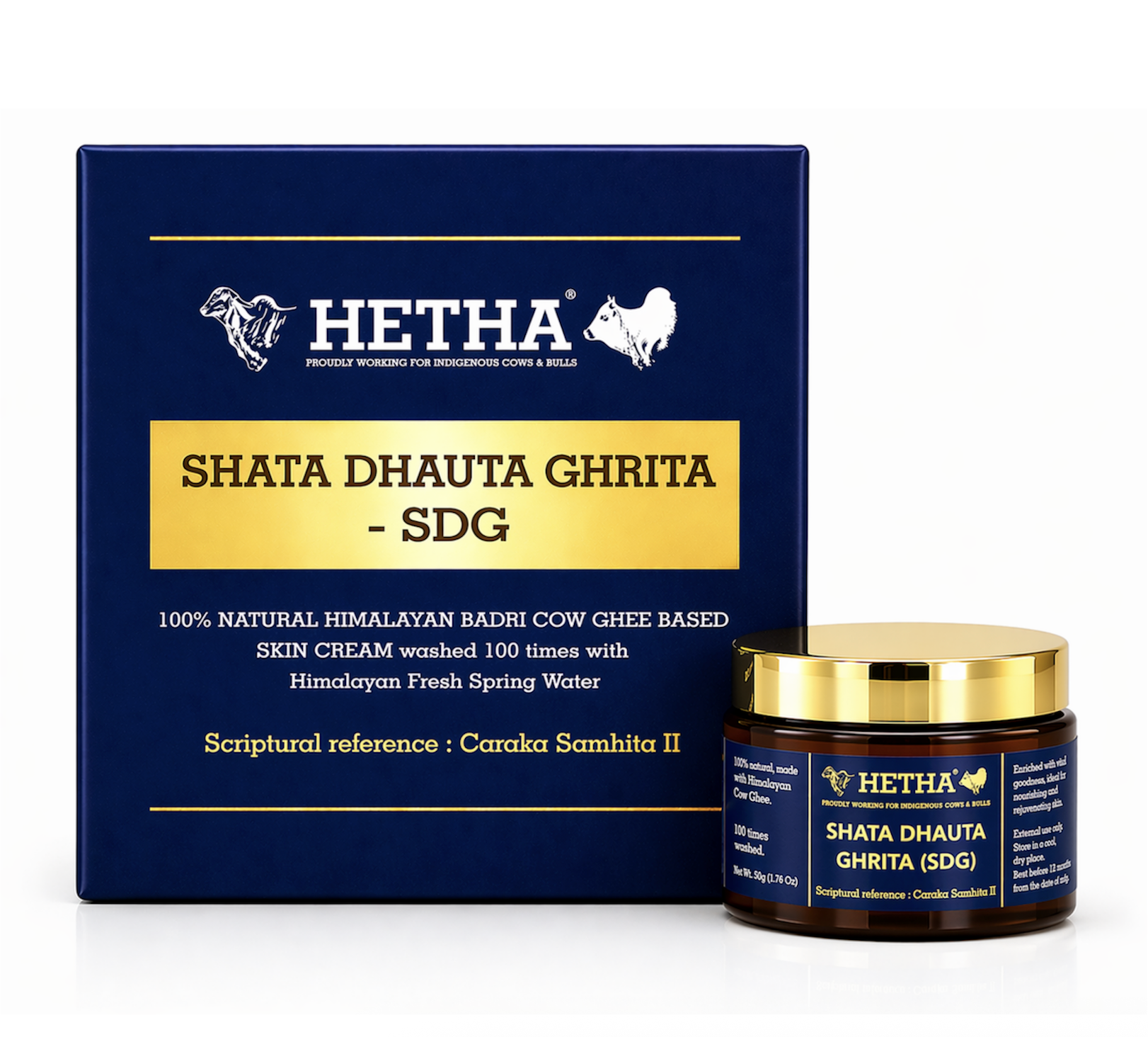 Hetha Shata Dhauta Ghrita Skin Cream - 100 times washed, Himalayan Ghee based Natural Skin Cream - Dista
