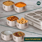 Thumbnail for MARU Stainless Steel 9-in-1 Square Masala Dabba – Spice Box with 9 Round Containers - Dista