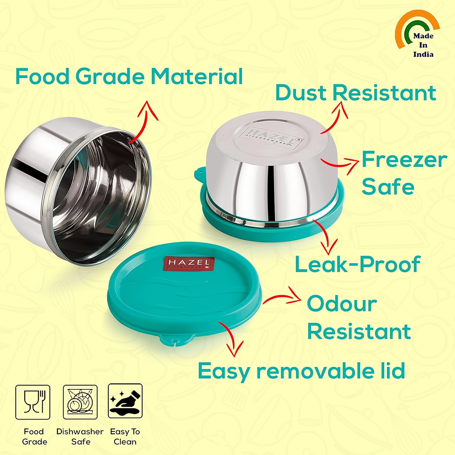 HAZEL 250ML Stainless Steel Container with Airtight Lid | Small Steel Jar - Dista