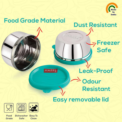 HAZEL 250ML Stainless Steel Container with Airtight Lid | Small Steel Jar - Dista