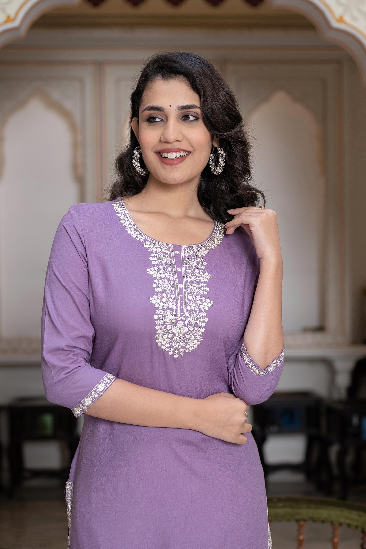 Juniper Women's Purplethread Embroidered Rayon Kurta - Distacart