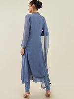 Thumbnail for Soch Women Ethnic Motifs Layered Beads and Stones Georgette Kurta with Churidar & Dupatta - Distacart