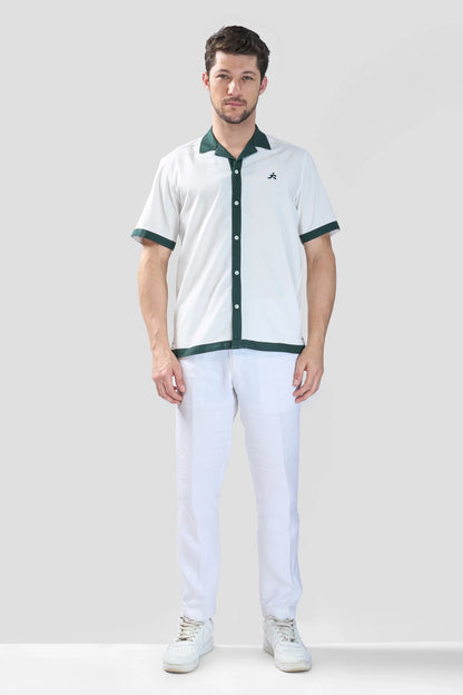 Xkind White Polo Backprinted Textured Relaxed Fit Shirt - Distacart
