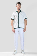 Thumbnail for Xkind White Polo Backprinted Textured Relaxed Fit Shirt