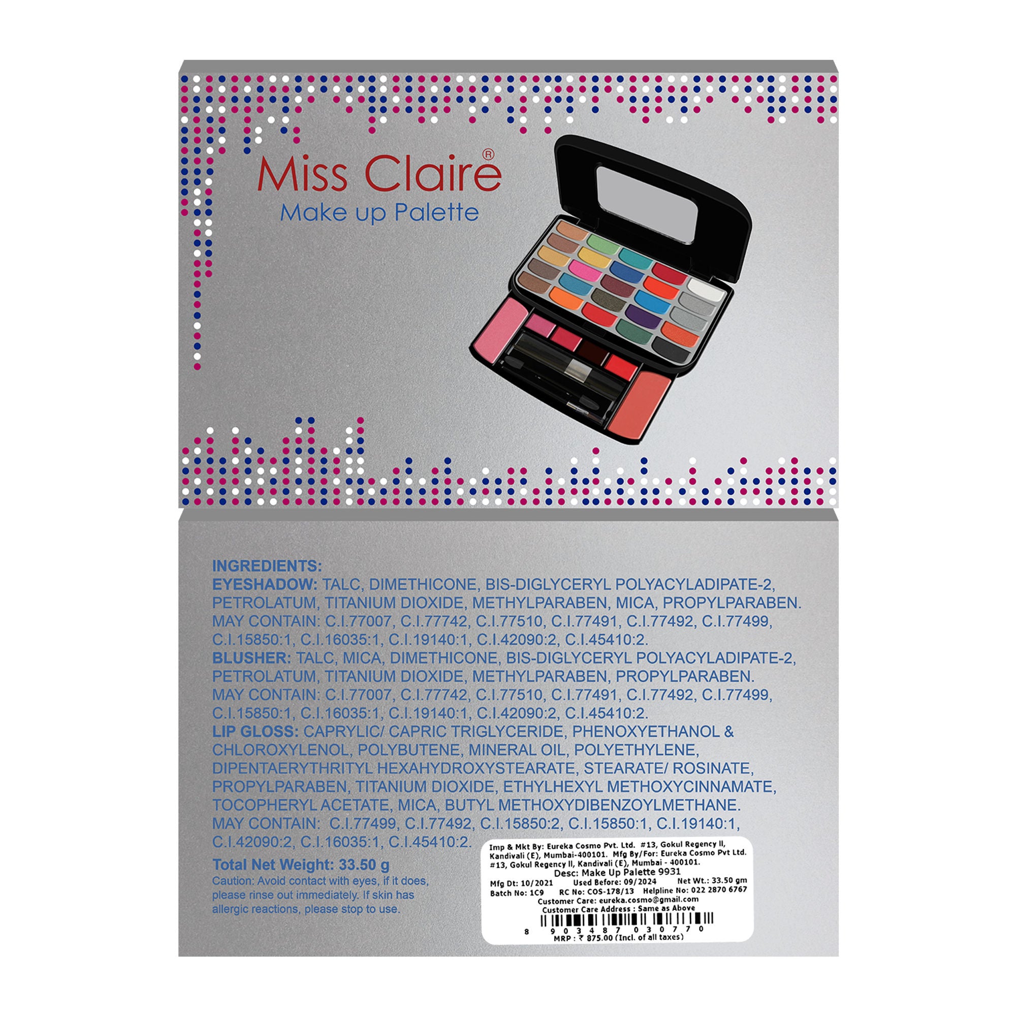 Miss Claire Make Up Palette 9931 (Make Up Kit)