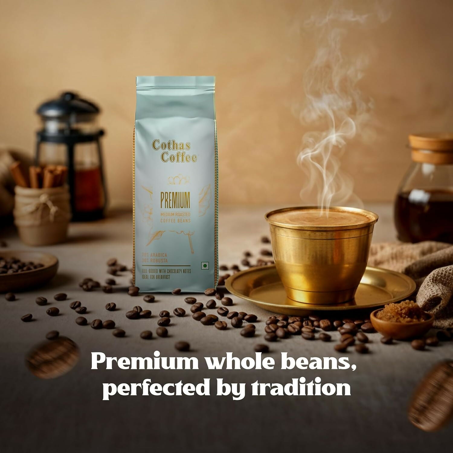 Cothas Coffee Premium Gold Medium Roasted Coffee Beans - Distacart