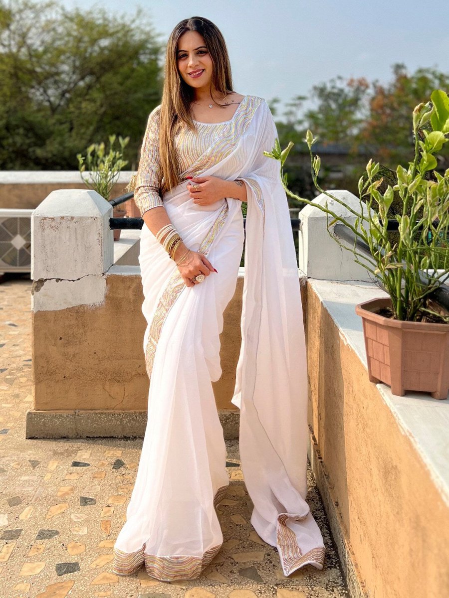 Anouk Sequinned Pure Georgette Saree - Distacart