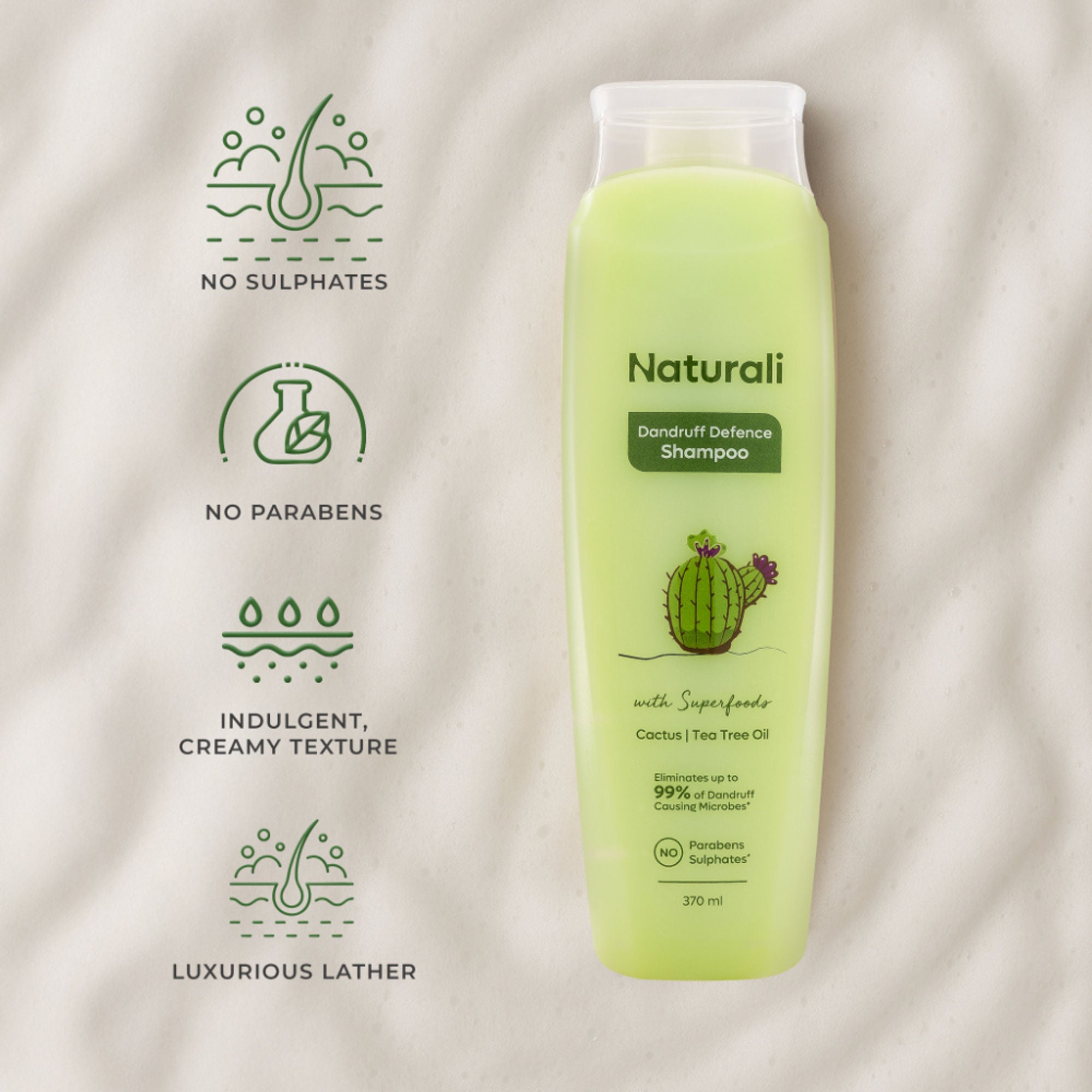 Naturali Dandruff Defence Shampoo with Tea Tree Oil & Cactus Extracts