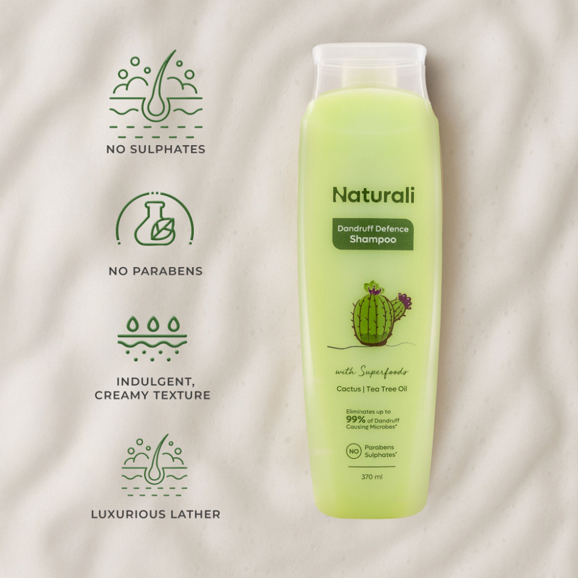 Naturali Dandruff Defence Shampoo with Tea Tree Oil & Cactus Extracts - Distacart