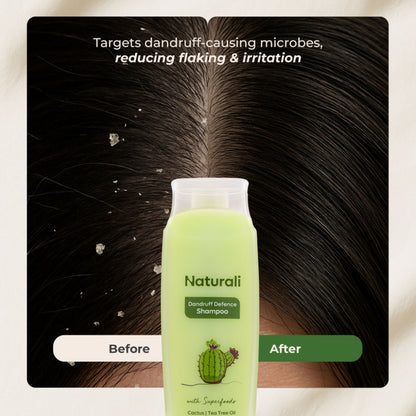 Naturali Dandruff Defence Shampoo with Tea Tree Oil & Cactus Extracts - Distacart