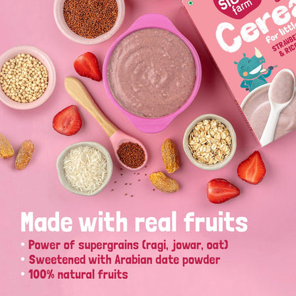 Slurrp Farm Instant Cereal With Ragi, Rice & Strawberry with Milk - Distacart