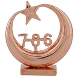 Thumbnail for Estele Pink/Rose Gold-Polished Spiritual 786 Chand Taara Idol for Home Decorative/ Car Dashboard
