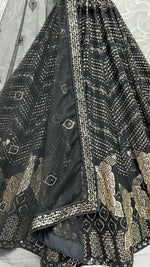 Thumbnail for Jyoti Fashion Women's Black Bridal Net Fancy Foil & Sequins with Multi Thread Embroidered Wedding Lehenga Choli - Distacart
