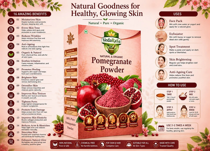VedaRasa Pomegranate Powder For Glowing Skin & Immunity Boost Natural Fruit Powder - Dista
