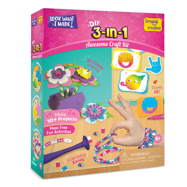 Imagimake Craft Kit - Arts and Crafts for Kids Ages 5+ - Air Dry Clay, Paper Quilling, Stamp Art - 3-in-1 Arts and Crafts Kit - Gifts for 5, 6, 7, 8 Year Olds