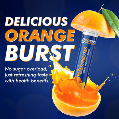 BOOSTIQ Electrolytes Effervescent Tablets - Orange Flavour - Distacart