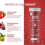 Thumbnail for Arth Apple Cider Vinegar Effervescent Tablet With Garnicia Extract to aid appetite control | 30 tablets Pack | Weight Management & Improved digestion | 500mg ACV, Vit B6 & B12