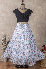 Thumbnail for Preksha Creation Indian Festive Georgette Digital Print Women Lehenga Choli And Crop Top - Black - Distacart