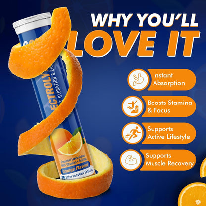 BOOSTIQ Electrolytes Effervescent Tablets - Orange Flavour - Distacart