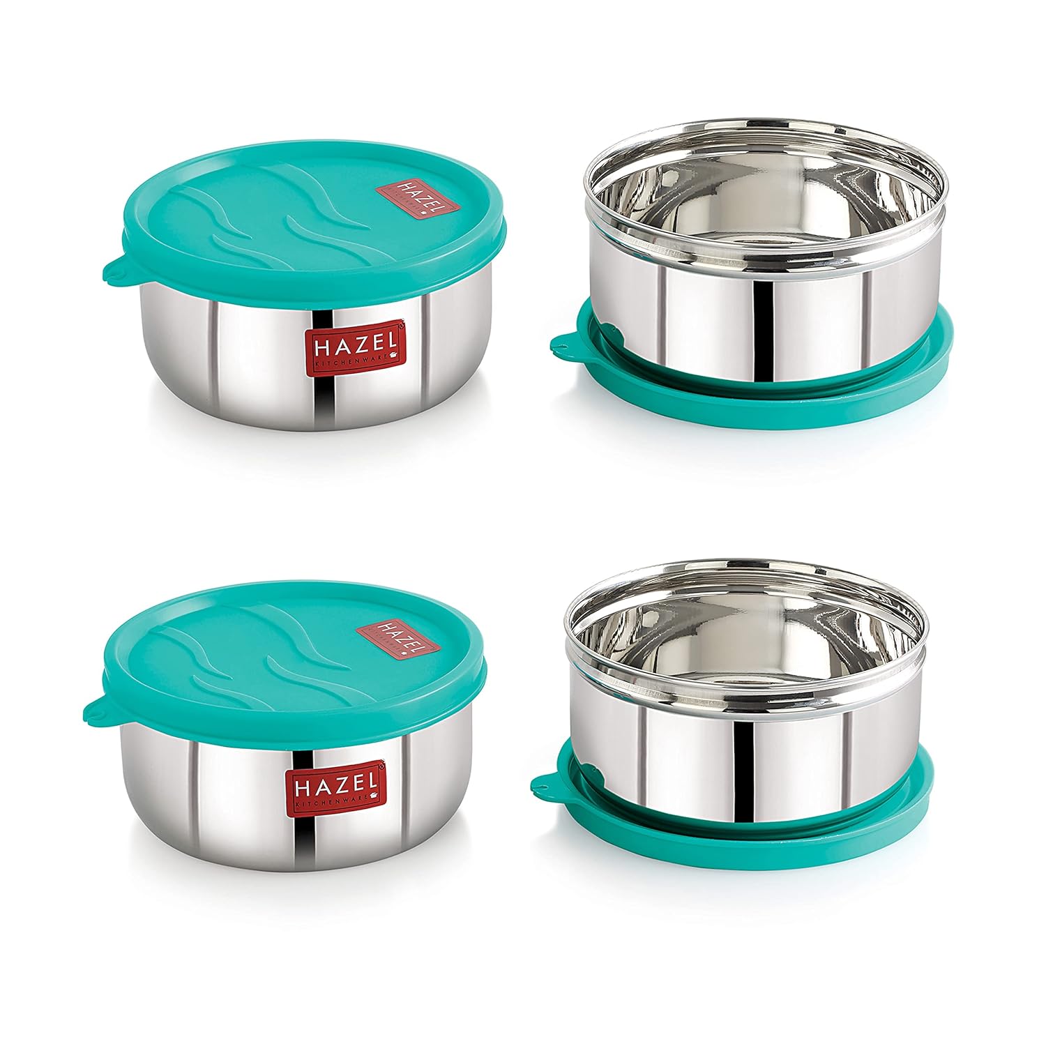 HAZEL Stainless Steel Airtight Storage Containers Set of 4 | 450ml Each Lunch Box - Dista