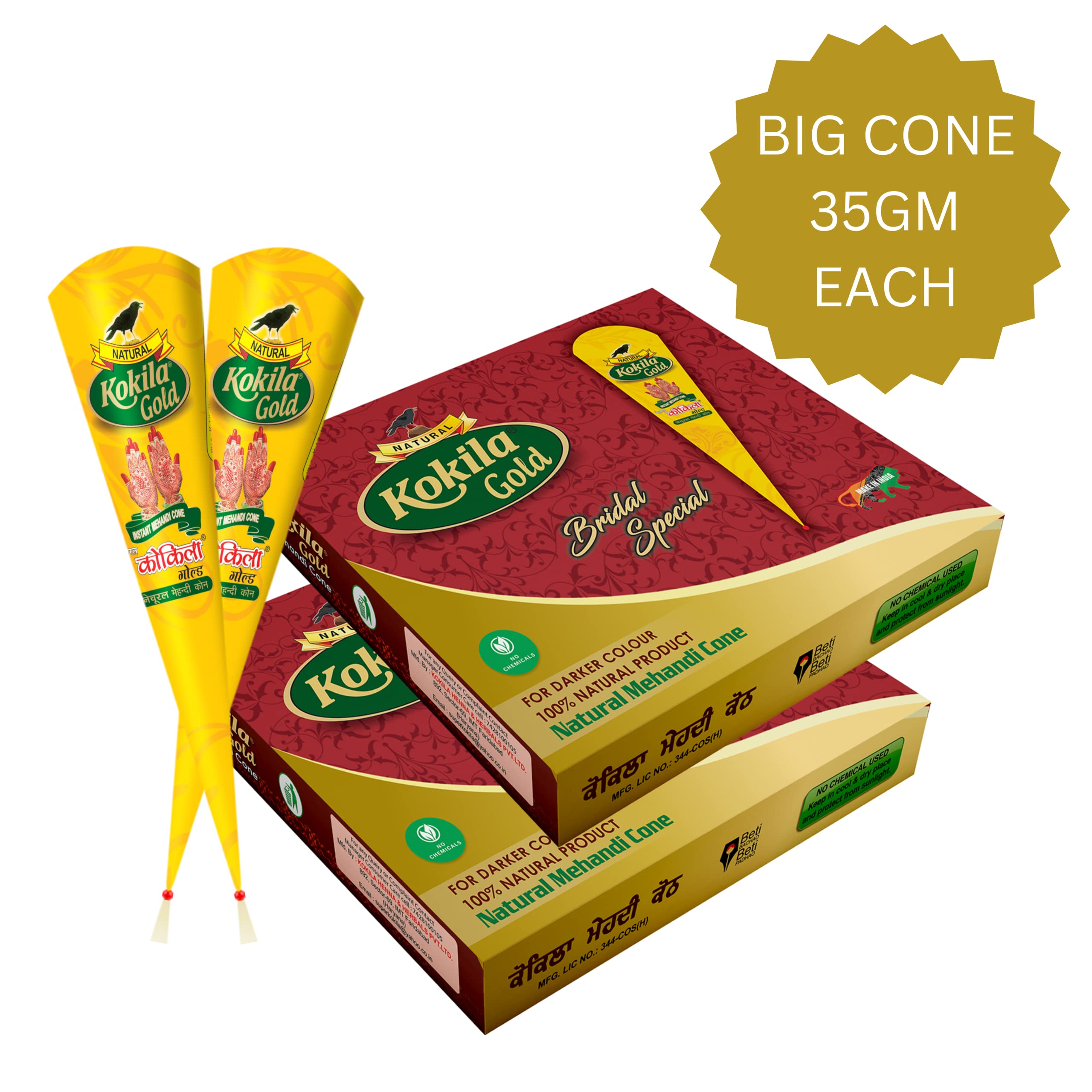 Kokila Bridal Special Premium Gold Mehendi Cones
