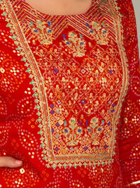 Thumbnail for Indian Clothing Women's Red Printed Kurta with Sharara - NOZ2TOZ - Distacart