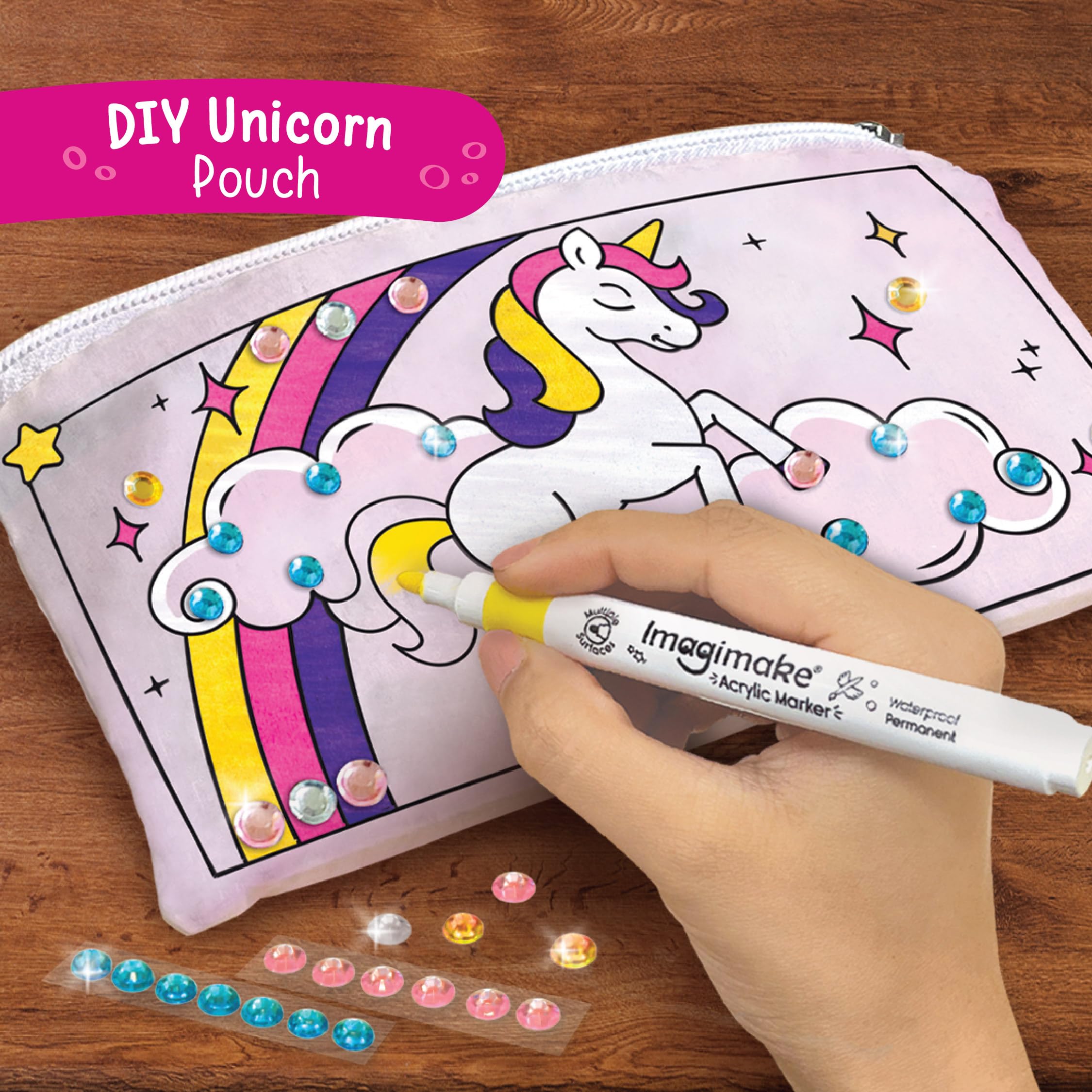 Imagimake Princess Craft Kit | 10 Mess-Free DIY Activities | Bracelet Making Kit, Unicorn Pouch, Butterfly Wands & Photo Frame | Girls Toys Age 6-8 | 5,6,7,8,9,10,11,12 Year Old Girl Birthday Gifts