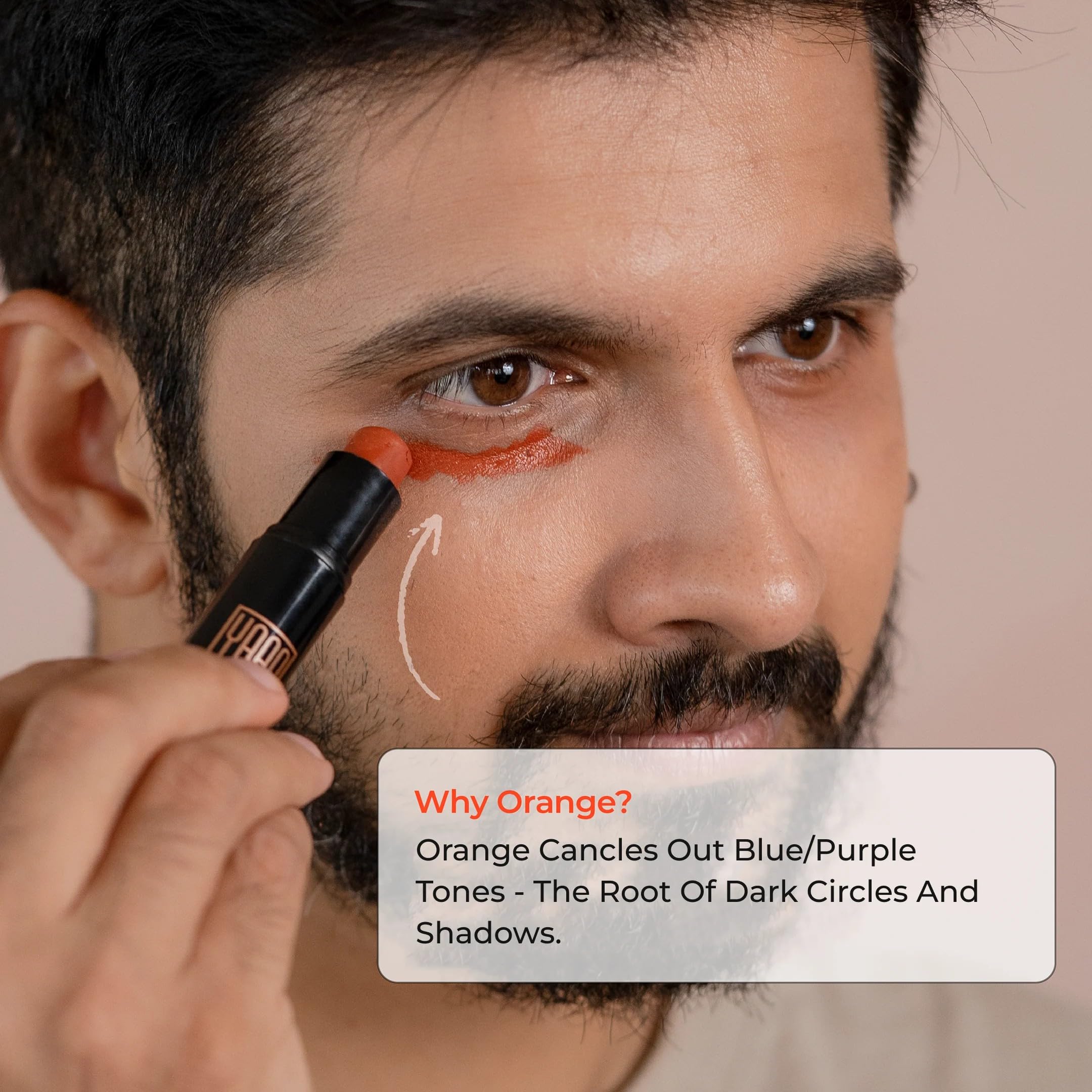 YAAN MAN Transformation Stick Suitabe For All Skin Types Medium Coverage| Orange Color Corrector To Erase Natural Dark Circles | With Chia And Avocado Oil | 4.4 Gm