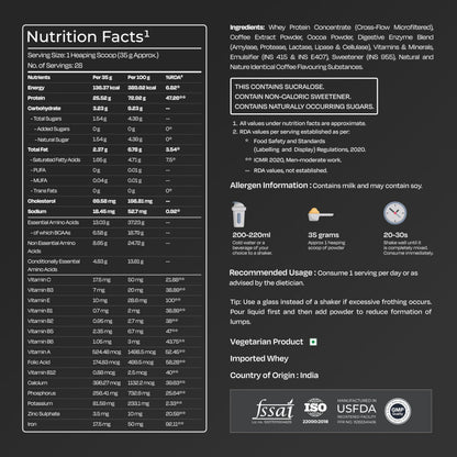 Nutrabay Gold Whey Protein Concentrate with Digestive Enzymes & Vitamin Minerals 25g Protein – Muscle Support & Recovery – 1kg, Cold Coffee | Trustified Certified Authentic