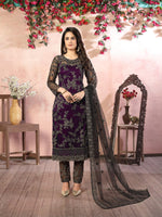 Thumbnail for Anaita Purple Embroidered Net Salwar Suit - Distacart