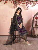 Thumbnail for Anaita Purple Embroidered Net Salwar Suit - Distacart