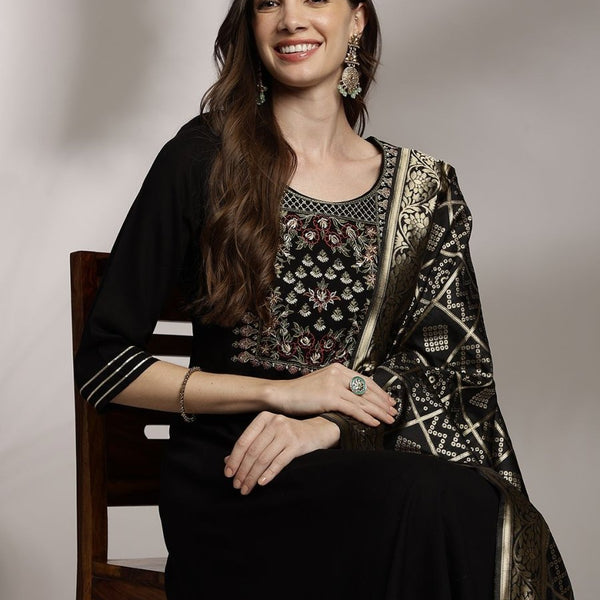 Anouk Women Ethnic Motifs Embroidered Kurta with Trousers & Dupatta - Distacart