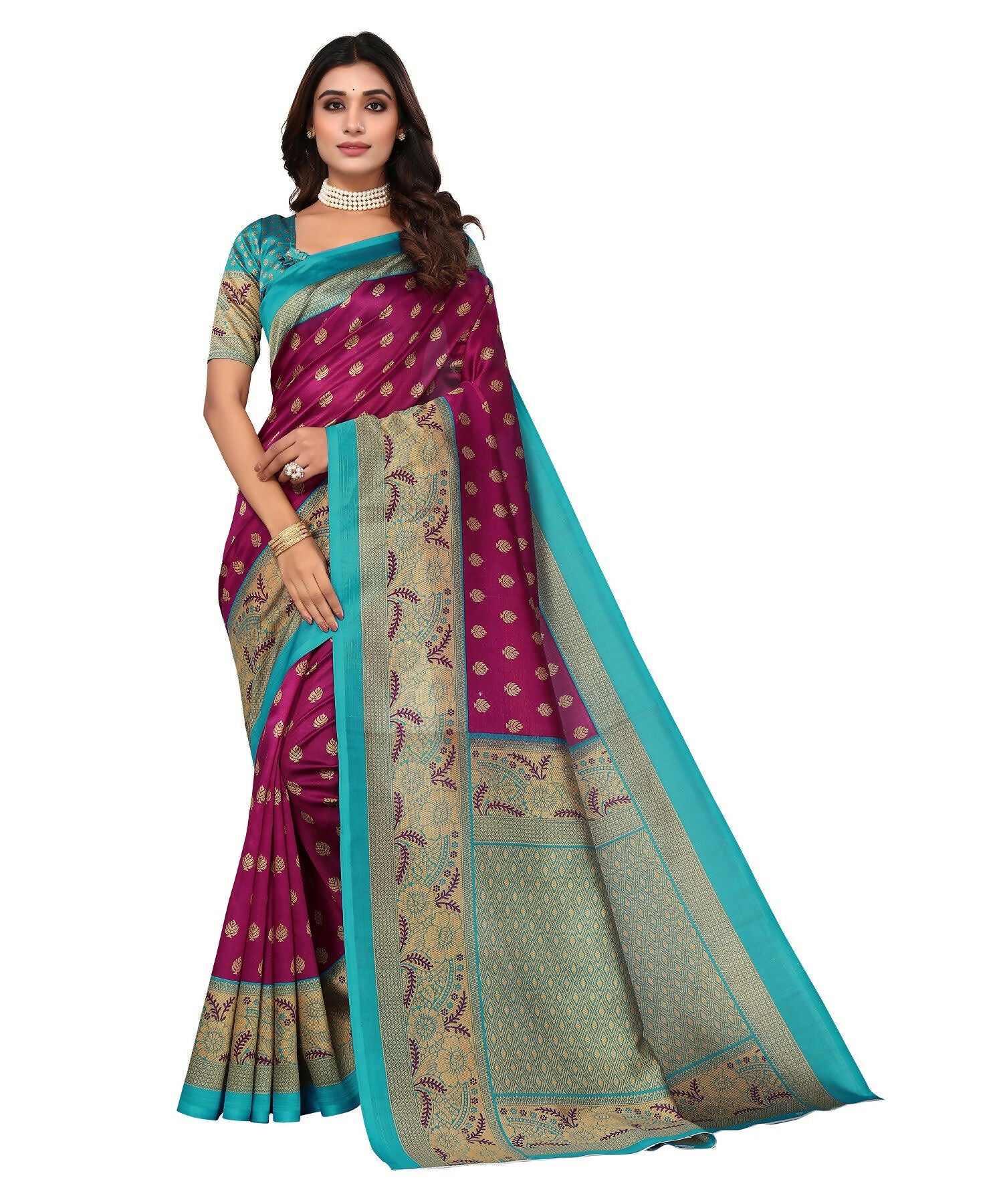 Vamika Purple Printed Art Silk Saree - Distacart