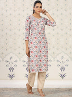 Thumbnail for Ode by House of Pataudi Floral Printed Straight Kurta - Distacart