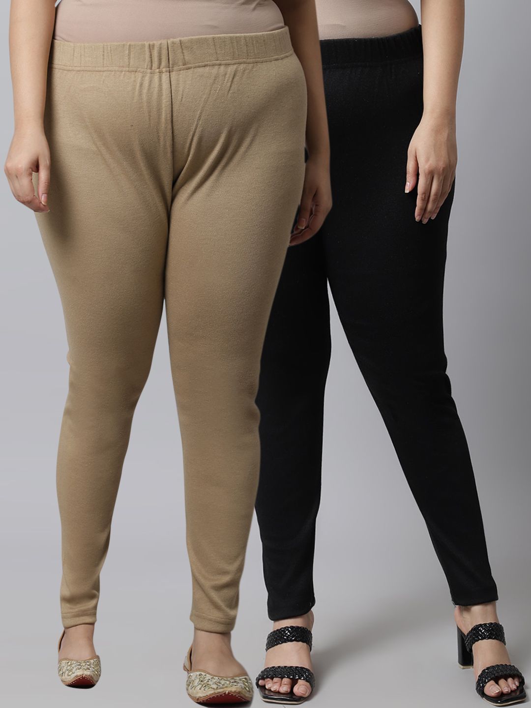 TAG 7 Plus Size Women Pack of 2 Solid Ankle-Length Leggings - Distacart