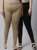 Thumbnail for TAG 7 Plus Size Women Pack of 2 Solid Ankle-Length Leggings - Distacart