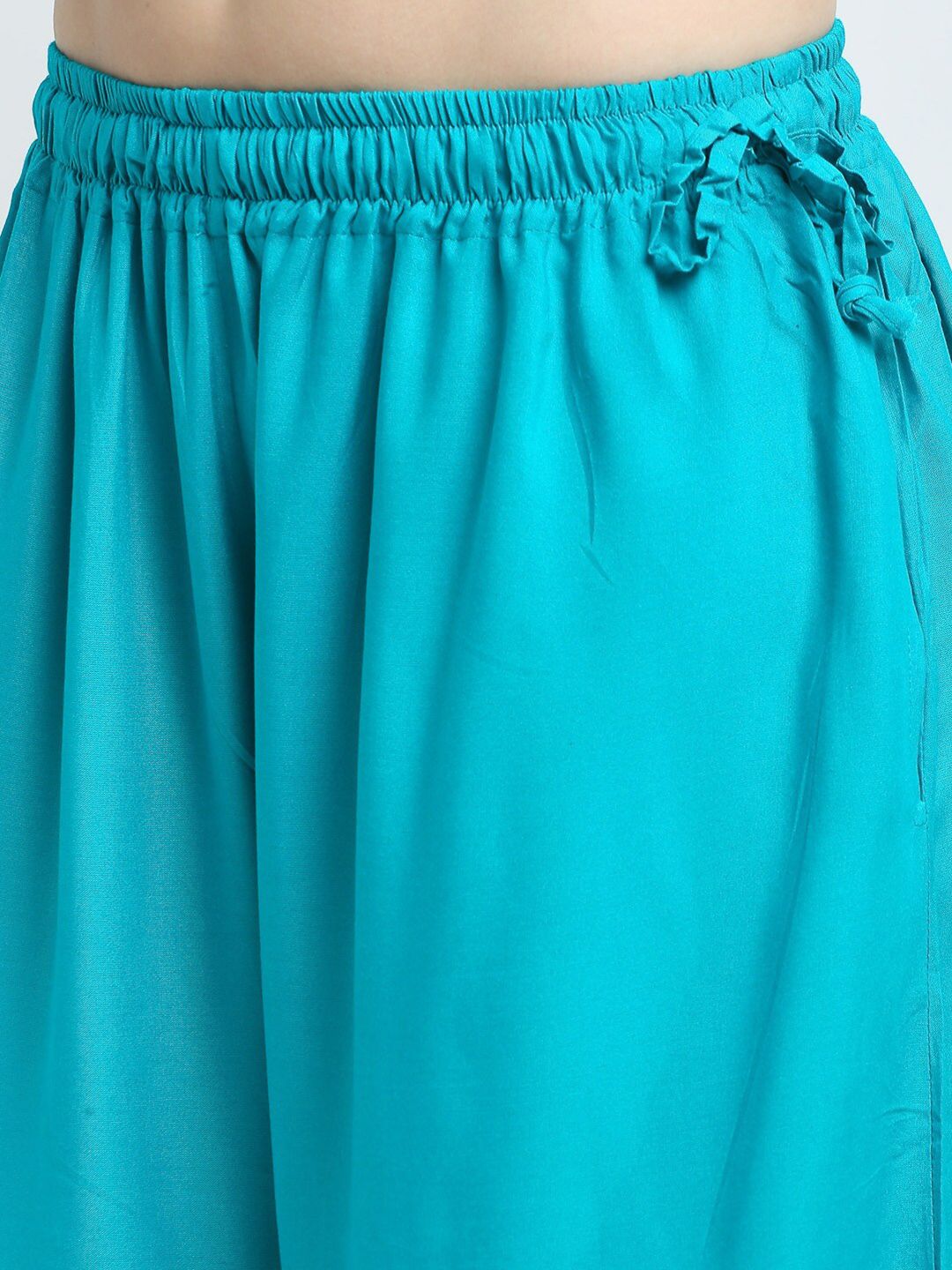TAG 7 Women Set Of 2 White & Blue Flared Ethnic Palazzos