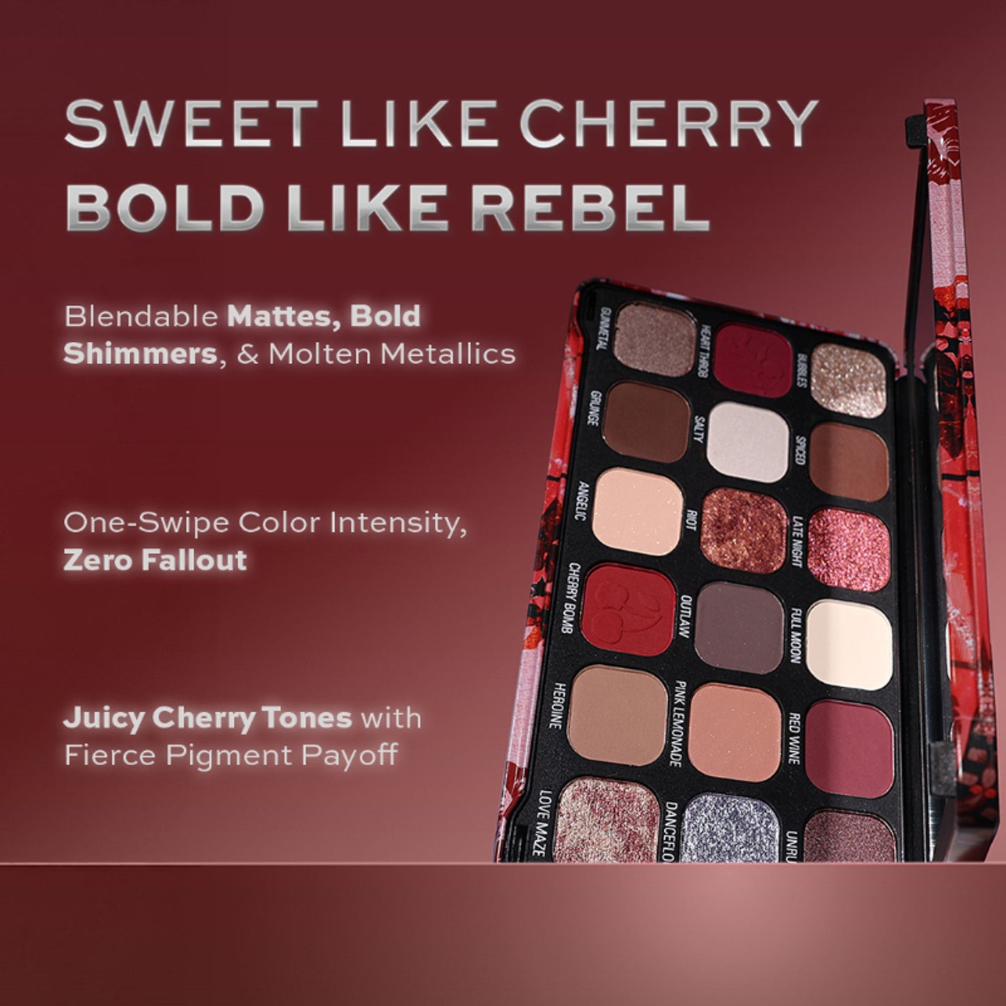 Makeup Revolution Forever Flawless Palette - Cherry Rebel Red - Distacart
