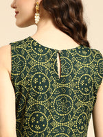 Thumbnail for All About You Women Green Bandhani Printed Gathered Sequinned Kurti with Palazzos - Distacart