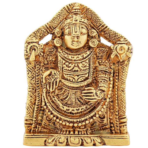 Estele Gold-Polished Lord Tirupati Balaji Idol Showpiece for Pooja Mandir/ Home Decorative