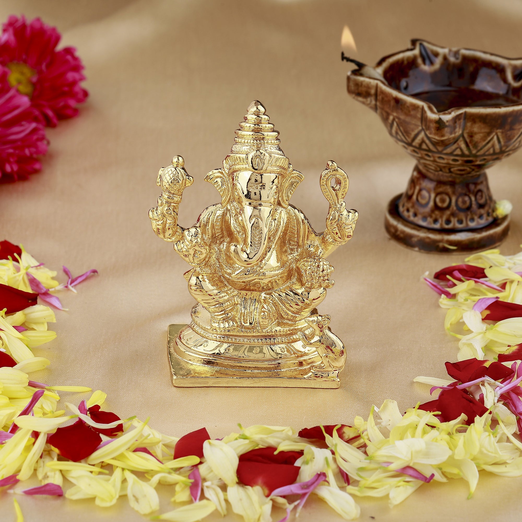 Estele Gold-Polished Spiritual Lord Ganesha Idol for Gifts & HouseWarming/Home/Office Decors - Distacart