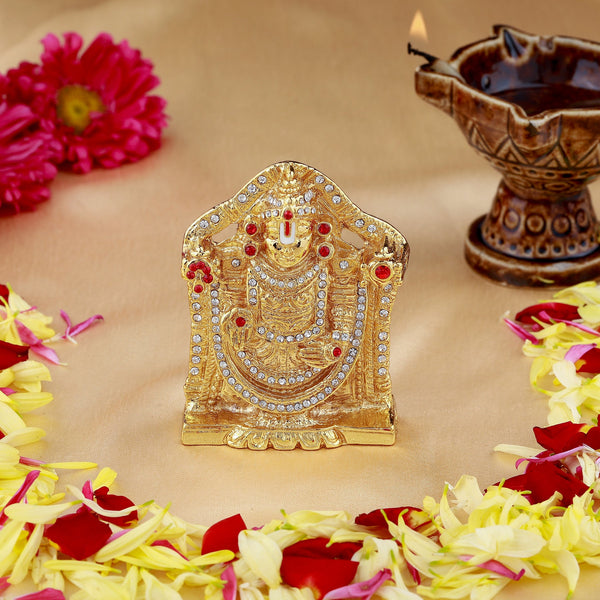 Estele Gold-Polished Lord Tirupati Balaji Idol Showpiece for Pooja Mandir/ Home Decorative - Distacart