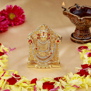 Estele Gold-Polished Lord Tirupati Balaji Idol Showpiece for Pooja Mandir/ Home Decorative - Distacart
