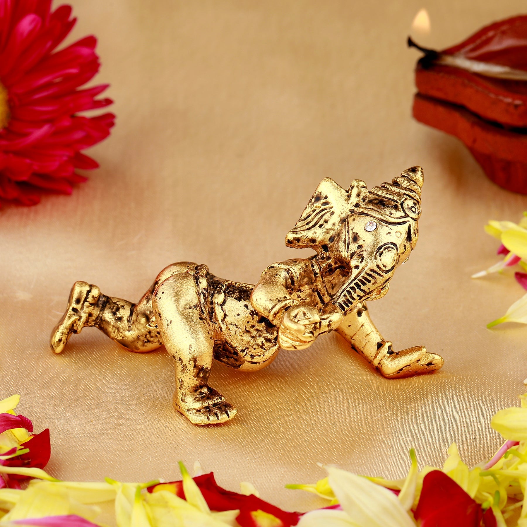 Estele Gold-Polished Spiritual Lord Bal Ganesha Idol for Gifts & HouseWarming/Home/Office Decors - Distacart